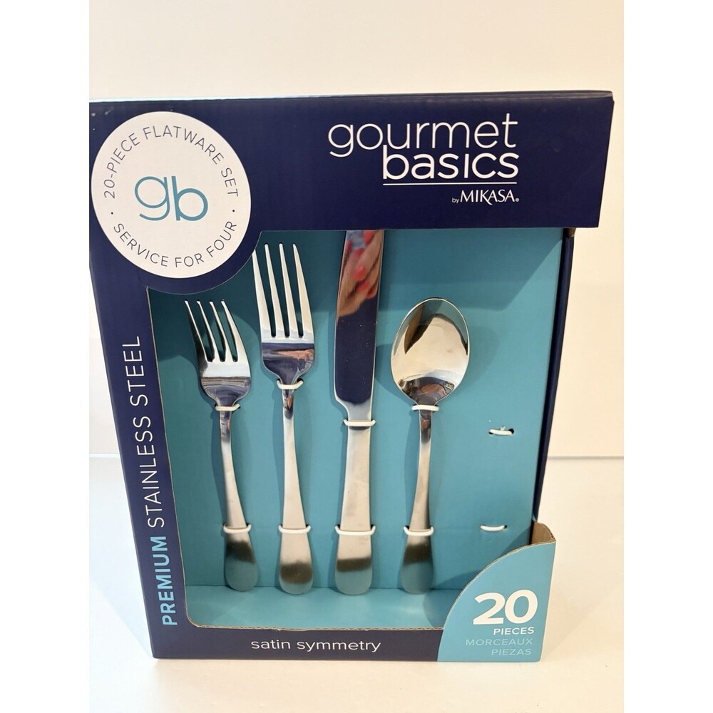 Mikasa Gourmet Basics Satin Symmetry Flatware Set 19 Piece Stainless Steel 19 Pc